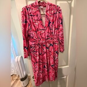Lilly Pulitzer Alexandra Dress - Bright Flirty Navy Print - XL